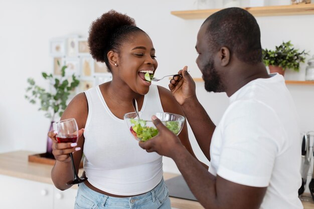 Cute couple having a romantic dinner