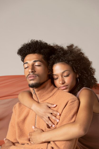 Cute couple posing together portrait