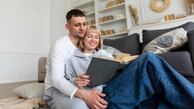 Cute couple spending quality time together at home