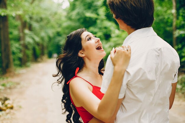 Cute couple in a summer park