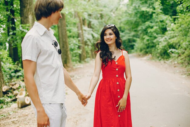 Cute couple in a summer park