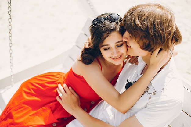 Cute couple in a summer park