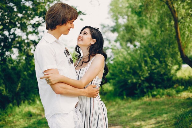 Cute couple in a summer park