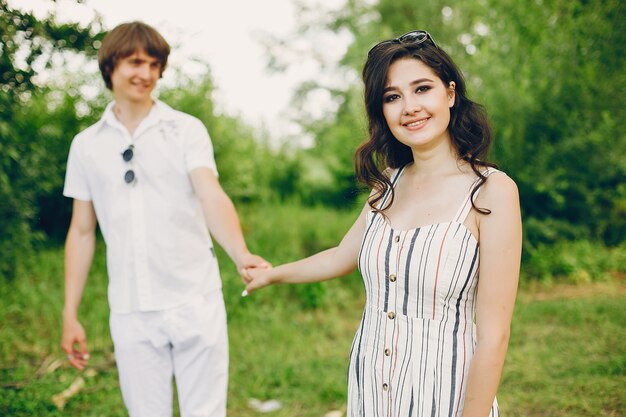 Cute couple in a summer park