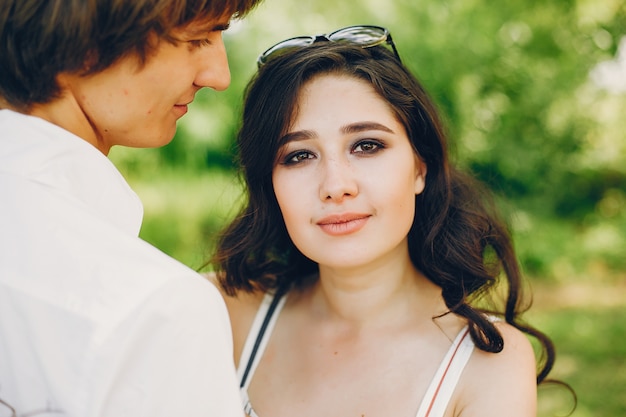 Cute couple in a summer park