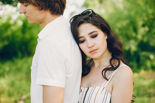 Cute couple in a summer park