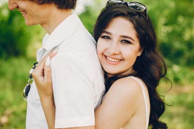 Cute couple in a summer park