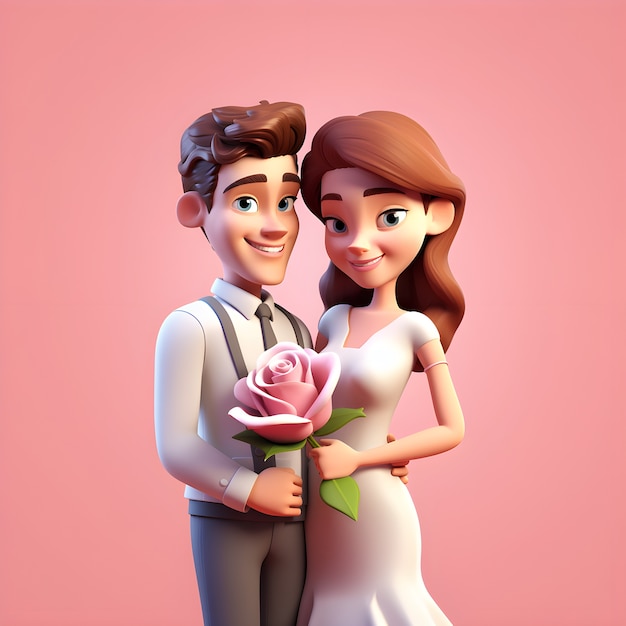 Cute couple with flowers