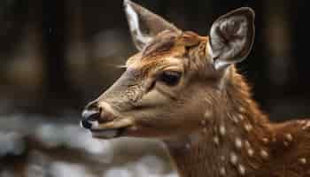 Foto gratuita carino cervo nella foresta invernale primo piano ritratto generato dall'intelligenza artificiale