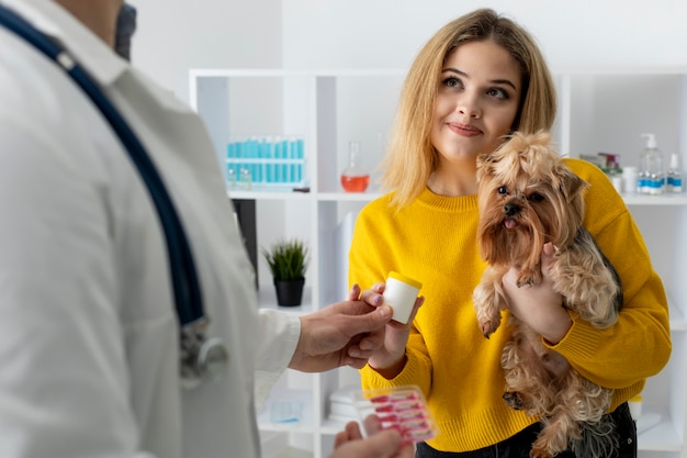 Simpatico cane durante una consultazione