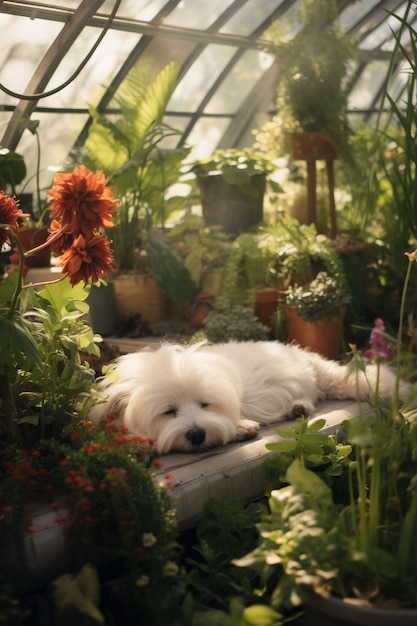 Free photo cute dog sleeping ai generated