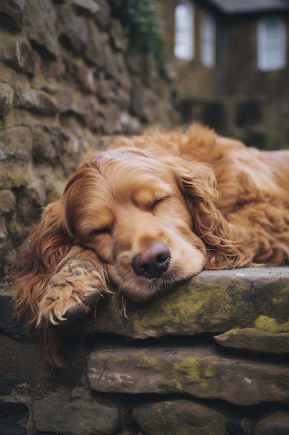 Foto gratuita cuccio cane che dorme ai generato