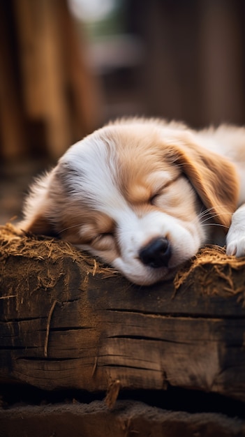 Free photo cute dog sleeping ai generated