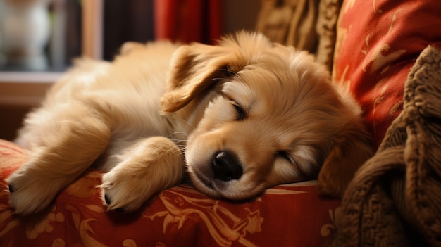 Free photo cute dog sleeping ai generated