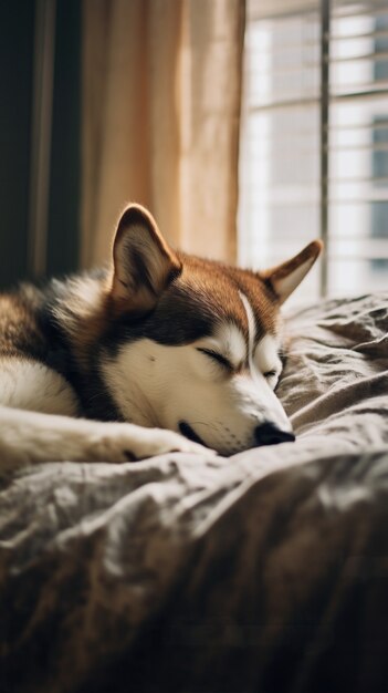 Free photo cute dog sleeping ai generated