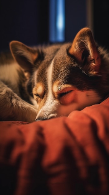 Free photo cute dog sleeping ai generated