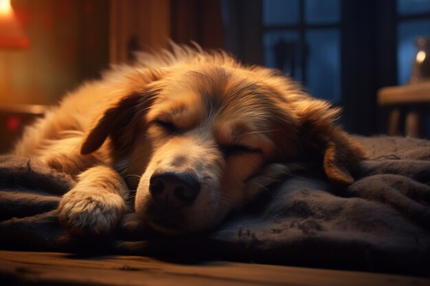 Cute dog sleeping ai generated