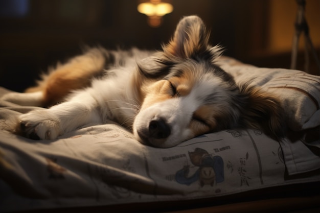 Free photo cute dog sleeping ai generated