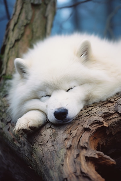 Free photo cute dog sleeping ai generated