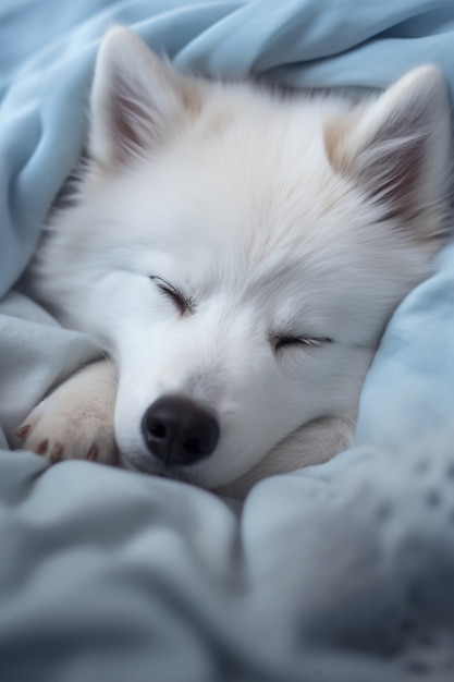 Free photo cute dog sleeping ai generated