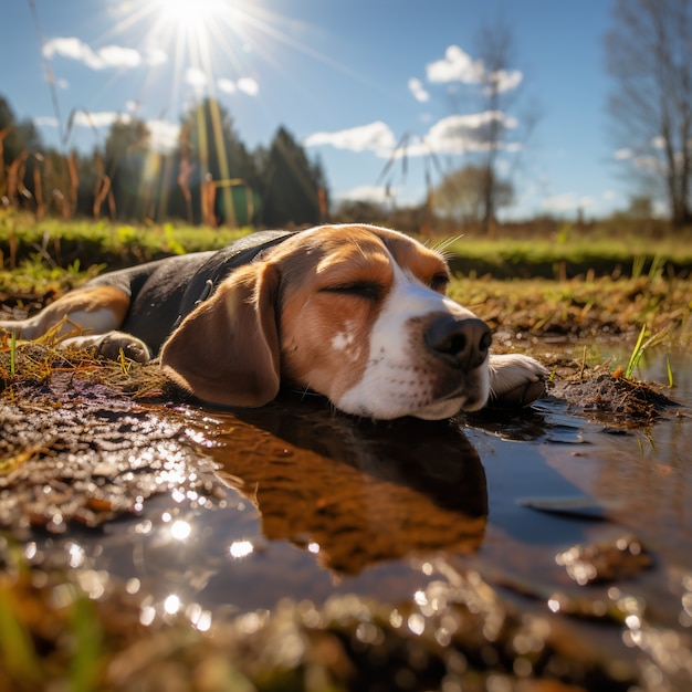 可愛い犬が眠っている ai が生成されました