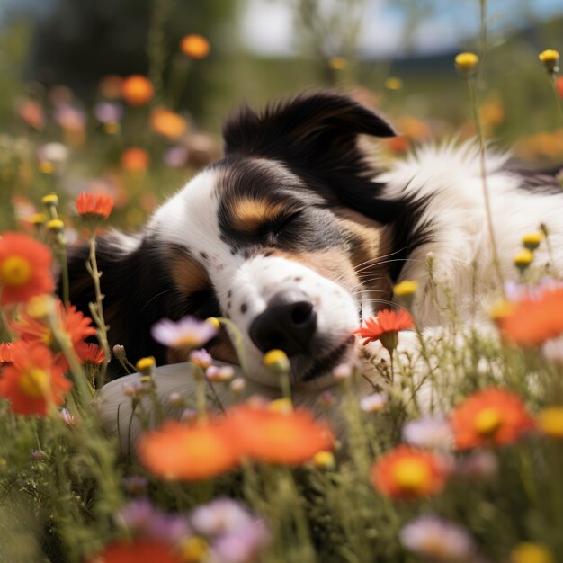 可愛い犬が眠っている ai が生成されました