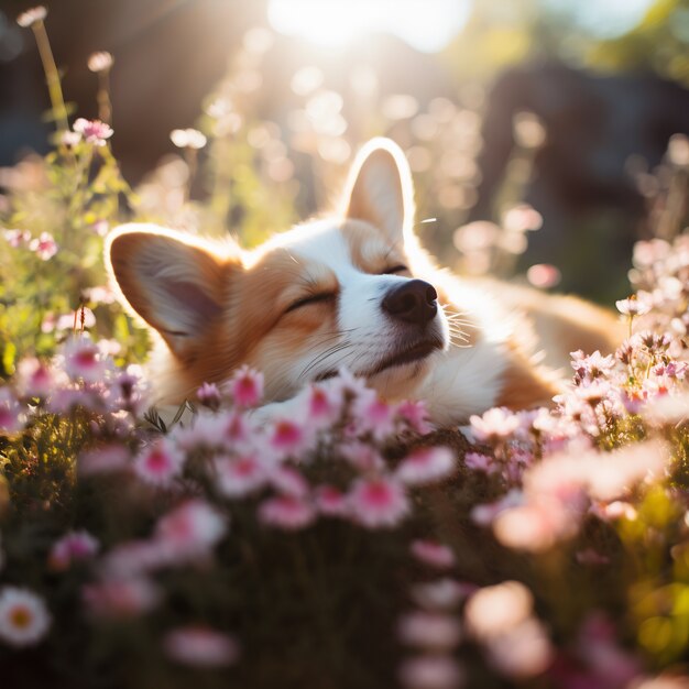 Cute dog sleeping ai generated