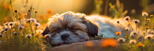 Cute dog sleeping ai generated