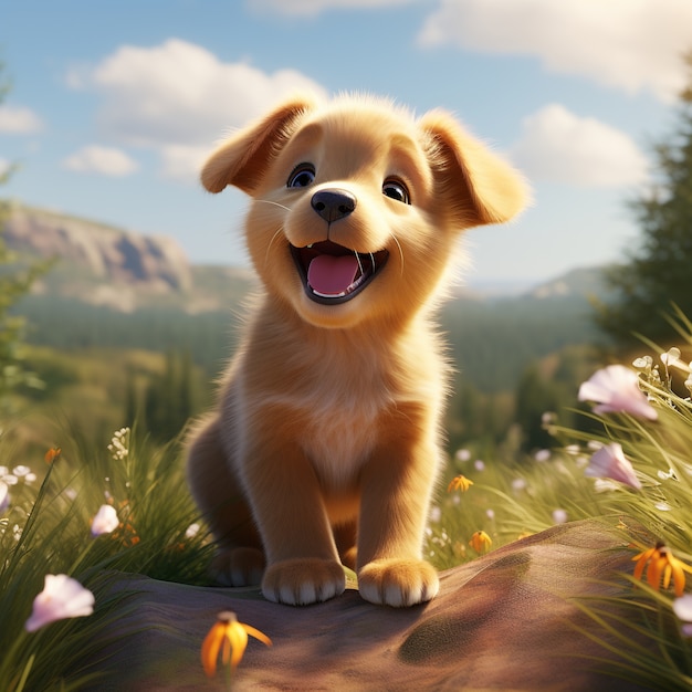 Cute dog with nature background