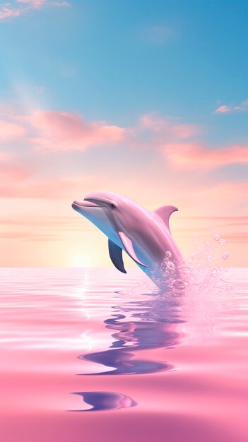 물에서 점프하는 귀여운 돌고래