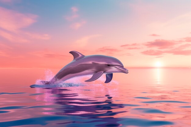 Cute dolphin jumping from water