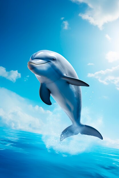 Милый дельфин, выпрыгивающий из воды