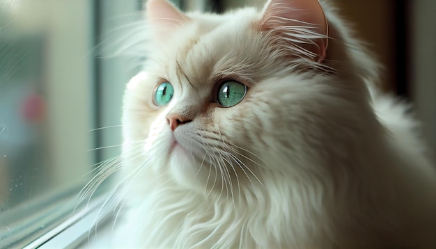 Симпатичная домашняя кошка смотрит в камеру на улице с генеративным ИИ