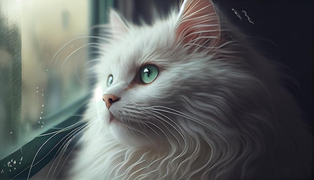 Foto gratuita simpatico gatto domestico che fissa l'intelligenza artificiale generativa della fotocamera