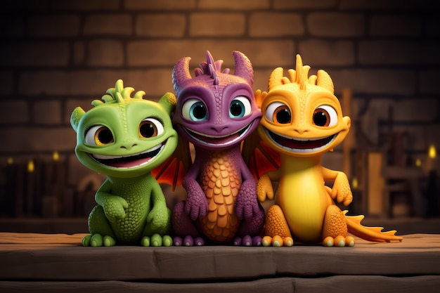 Cute dragons hanging out