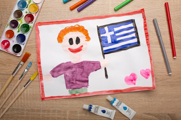 Cute drawing of greece flag