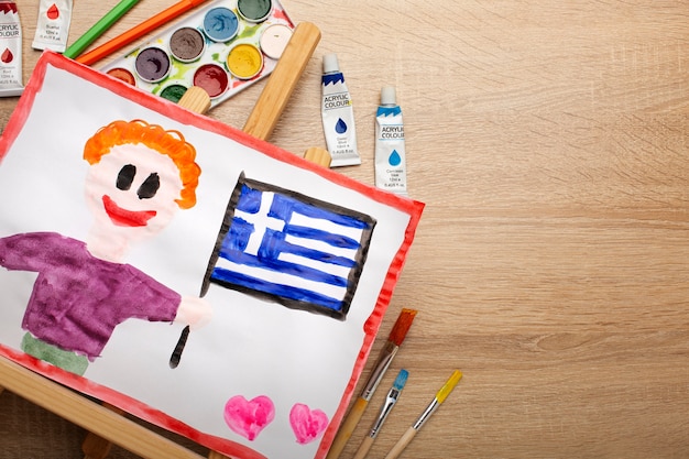 Симпатичный рисунок флага греции