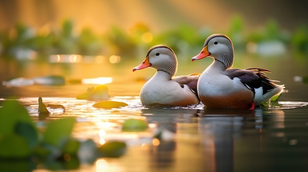 Free photo cute ducks living in nature