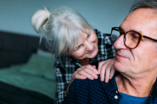 Cute elderly couple in retirement home