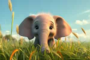 Бесплатное фото Милый слон на открытом воздухе