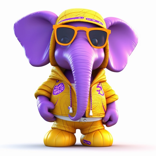 Free photo cute elephant wearing cool outfit