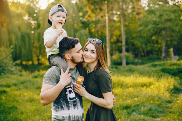 Cute family in a park