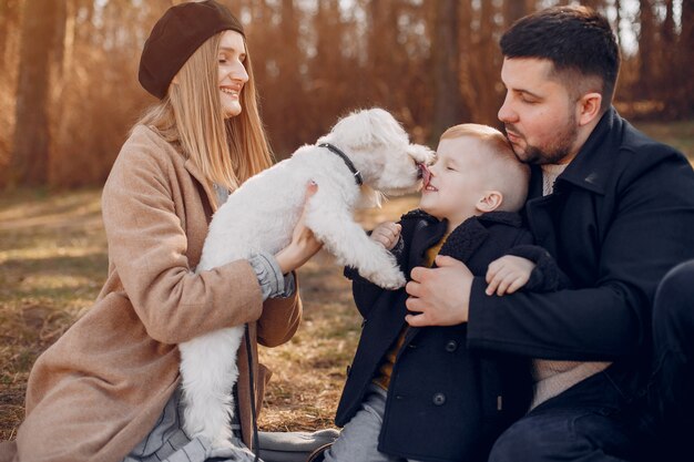 Cute family playing in a park