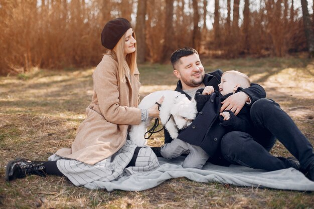 Cute family playing in a park