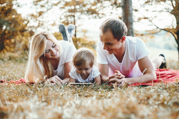 Cute family playing in a summer park