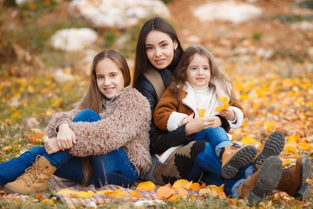 Free photo cute family portrait outdoors