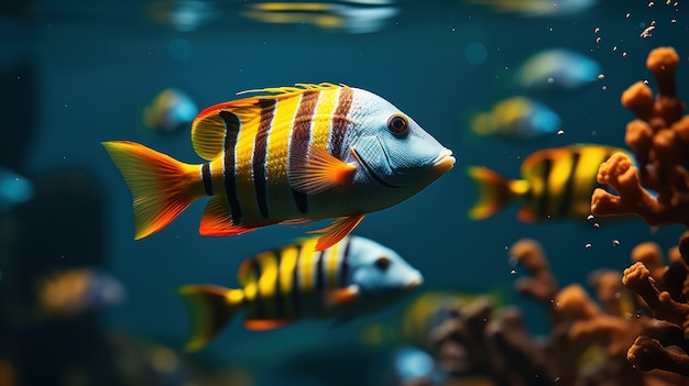 Pesce carino vicino alla barriera corallina