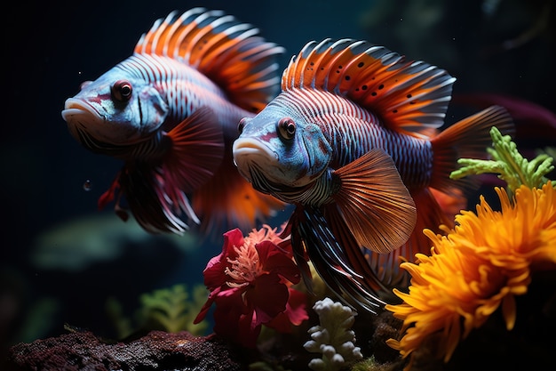 Foto gratuita pesce carino vicino alla barriera corallina