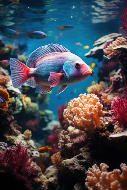 Pesce carino vicino alla barriera corallina