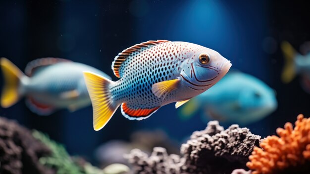 산호초 근처의 귀여운 물고기